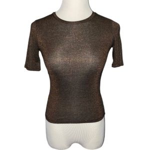Forever 21 Women’s Brown Shimmer Sheer Top Size XS